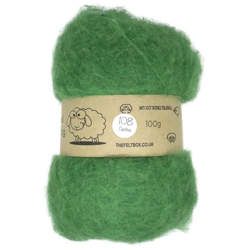 Carded NZ Wool For Needle Felting Batts – Generic Green- Cactus #108