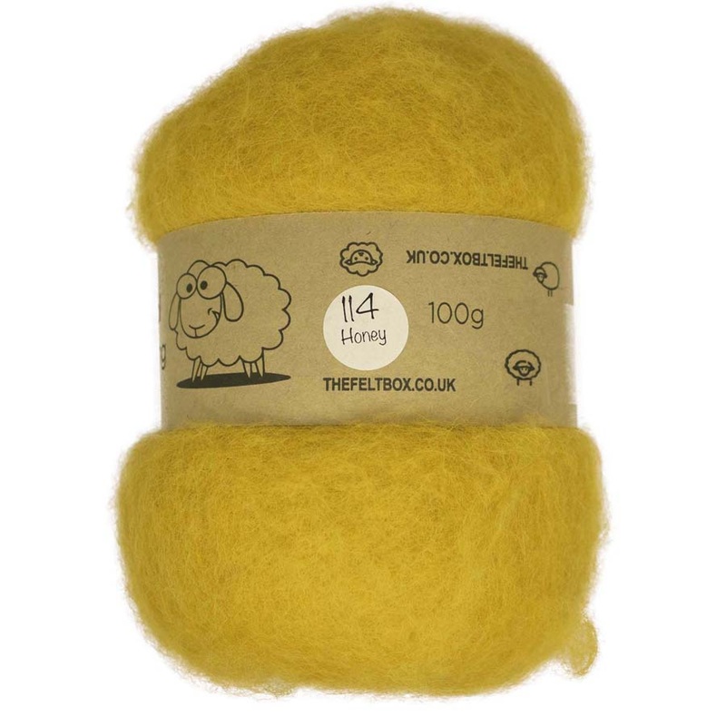 Carded NZ Wool For Needle Felting Batts – Honey #114