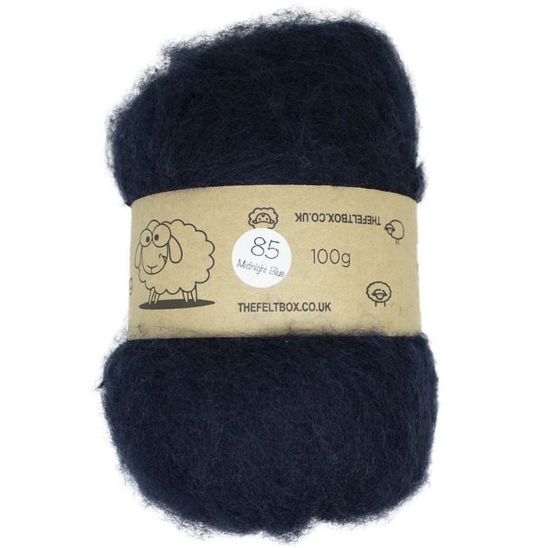 Carded NZ Wool For Needle Felting Batts – Midnight Blue #85