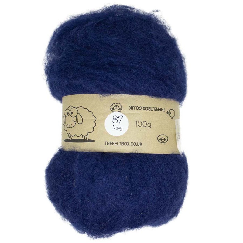 Carded NZ Wool For Needle Felting Batts – Navy #87