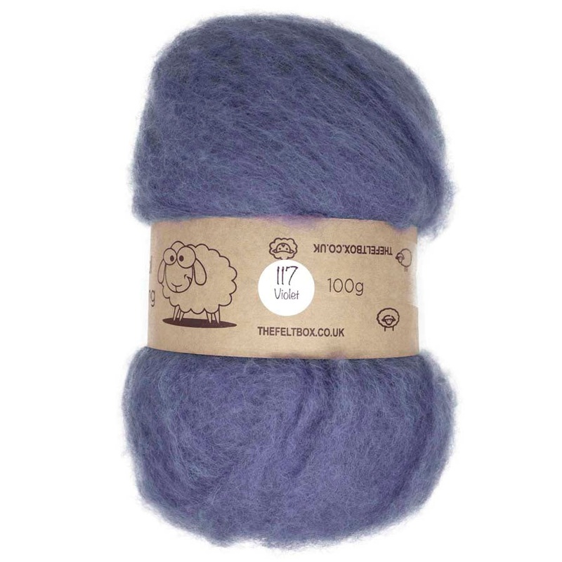 Carded NZ Wool For Needle Felting Batts – Violet #117