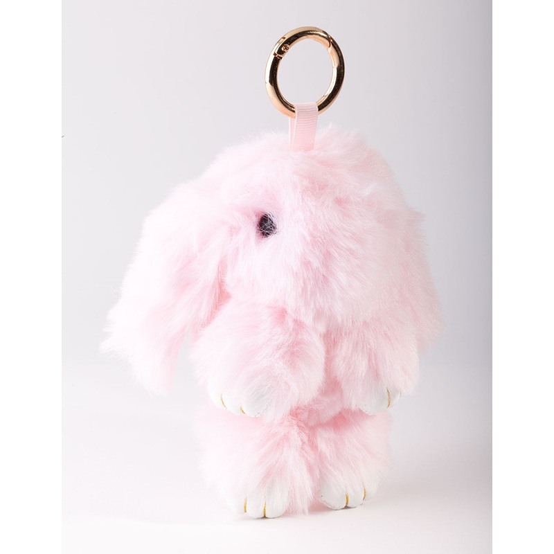 Kids Pink Fluffy Bunny Keyring