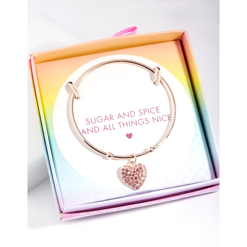 Kids Rose Gold Diamante Sugar & Spice Bracelet