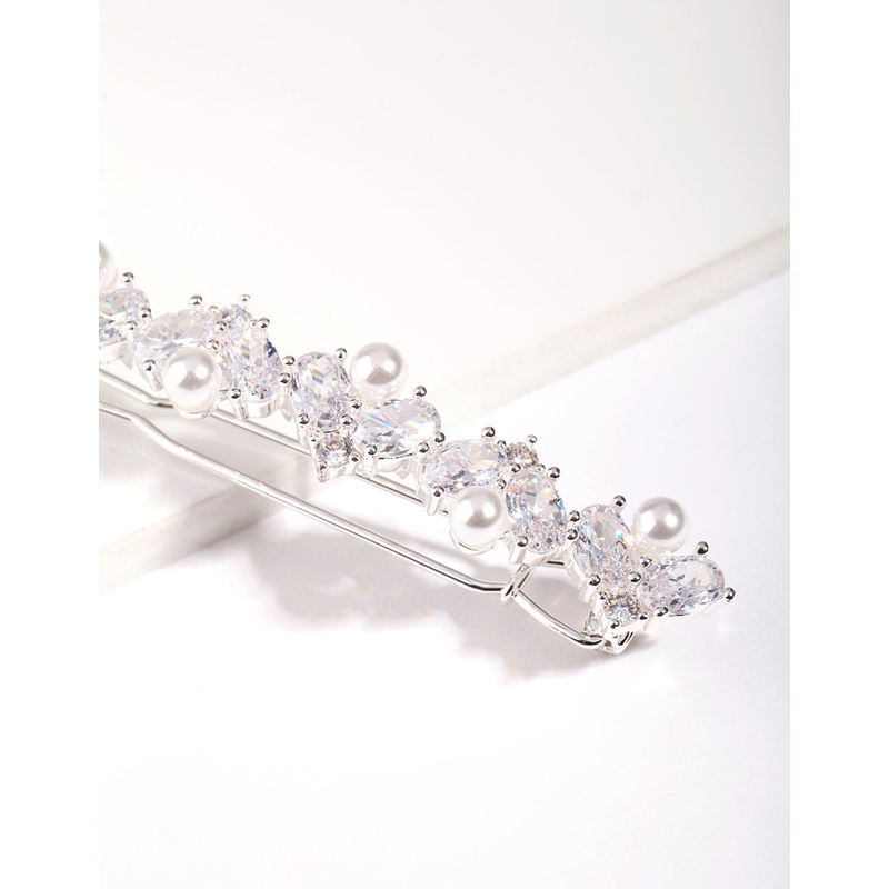Silver Cubic Zirconia Hair Clip