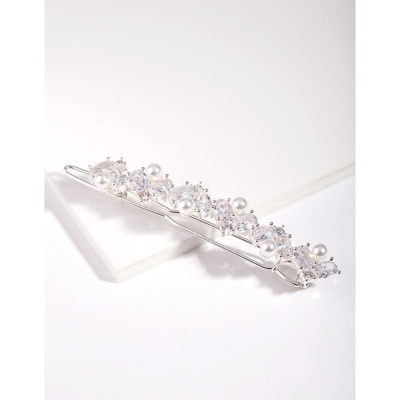 Silver Cubic Zirconia Hair Clip