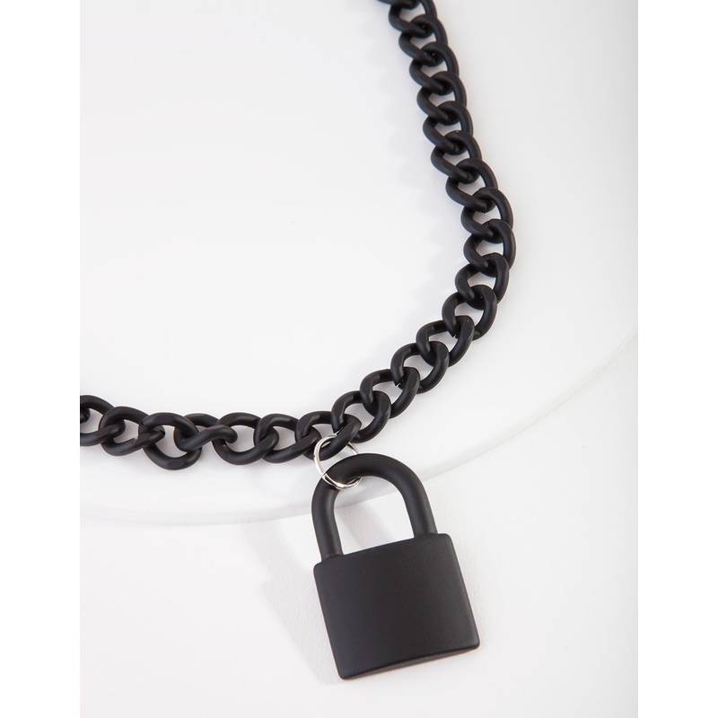 Black Chain Padlock Necklace