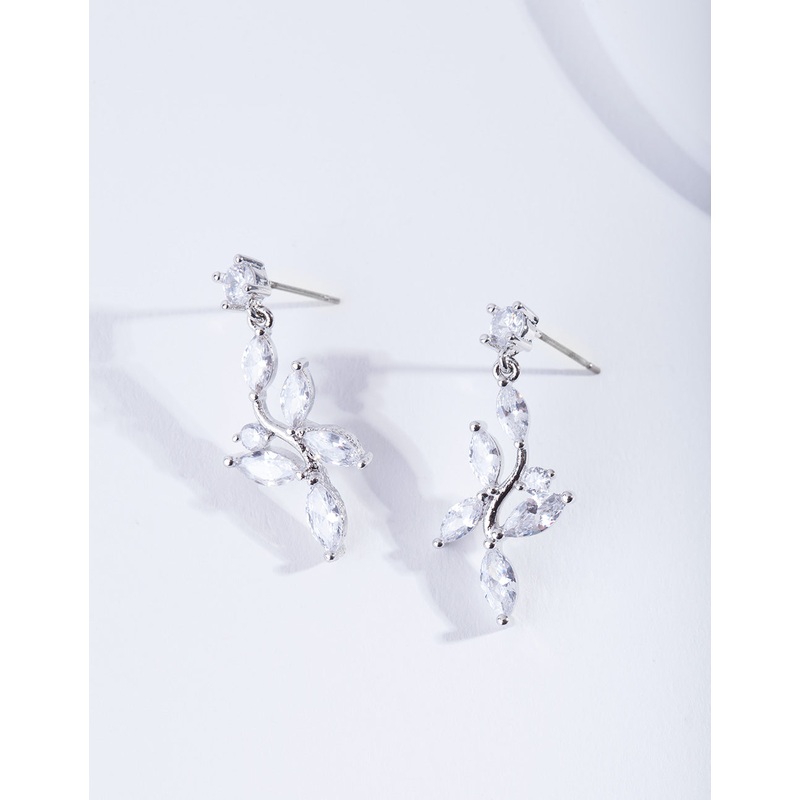 Floral Drop Diamond Simulant Earring