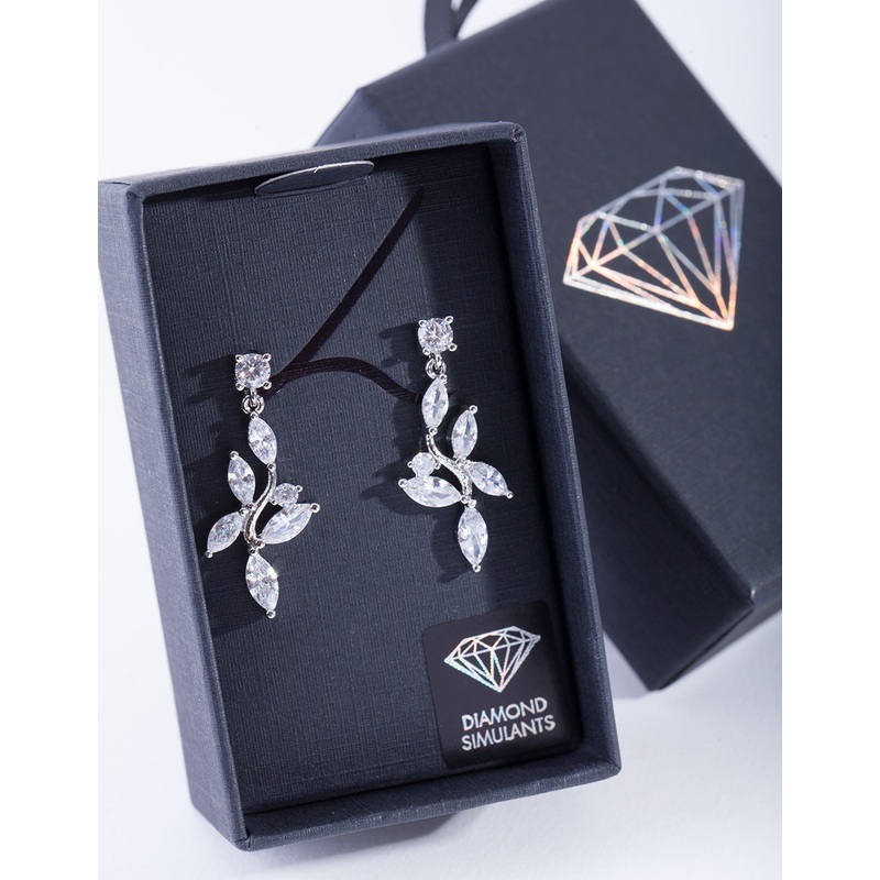 Floral Drop Diamond Simulant Earring