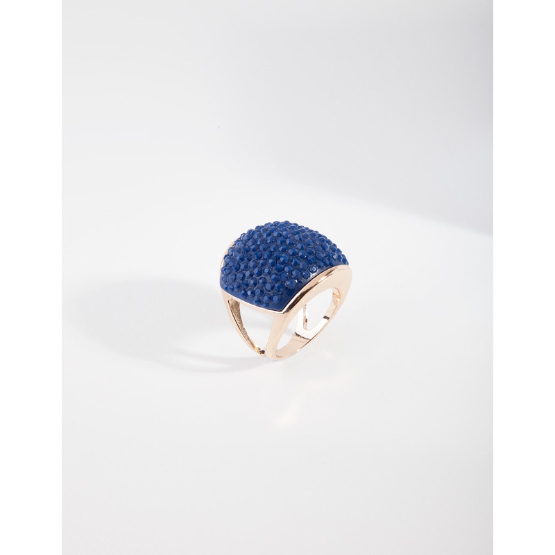 Gold Blue Pave Dome Ring|S|SM|ML