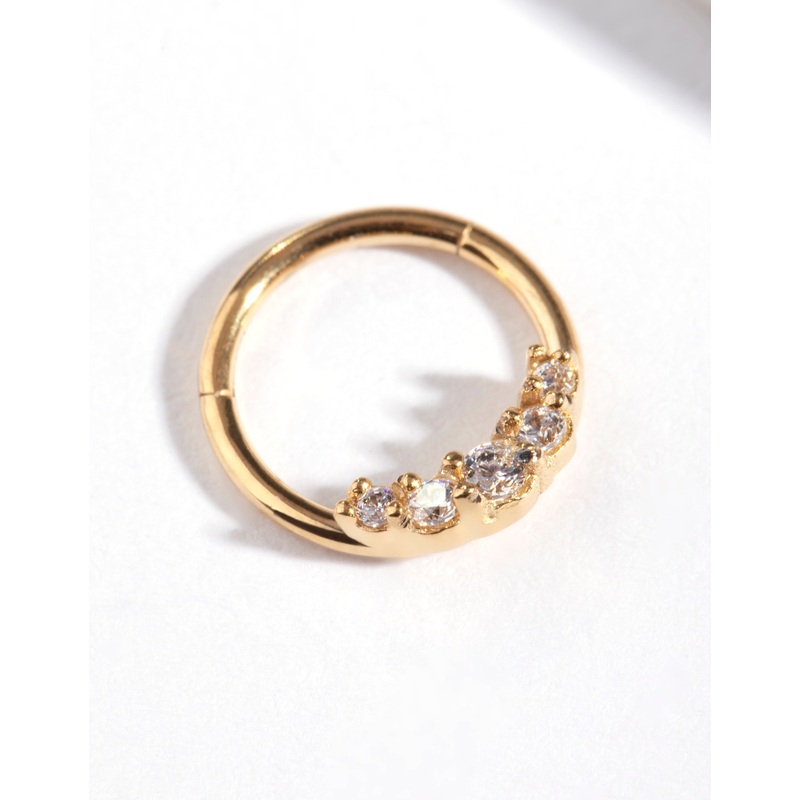 Gold Plated Surgical Steel Diamante Clicker Earring