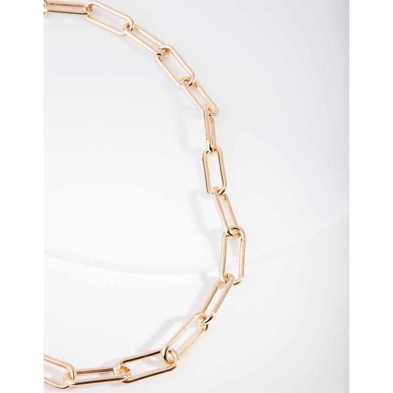 Gold Rectangle Chain Link Necklace