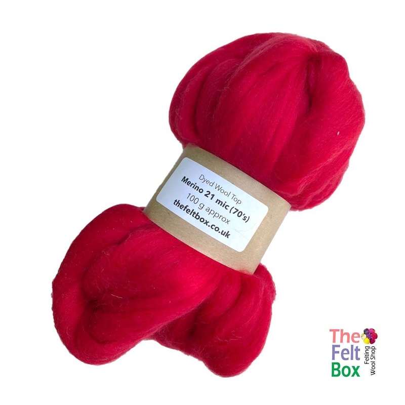 Merino Roving Felting Wool Top 21 mic 3D 2D Nuno Felting Spinning Fibre Red