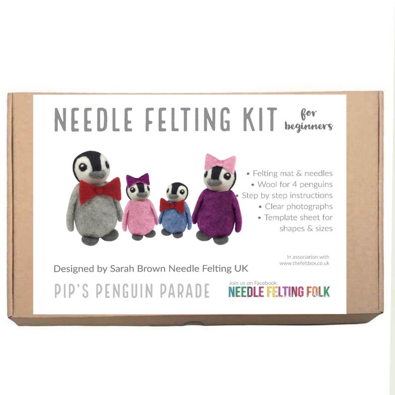 Needle Felting Kit- Pip’s Penguin Parade by Sarah Brown. Makes Four
