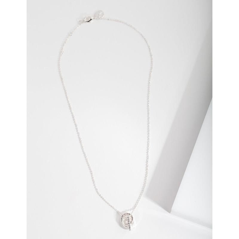 Silver Diamond Simulant Link Necklace