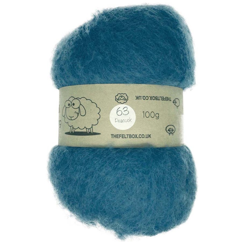 Carded NZ Wool For Needle Felting Batts – Peacock #63