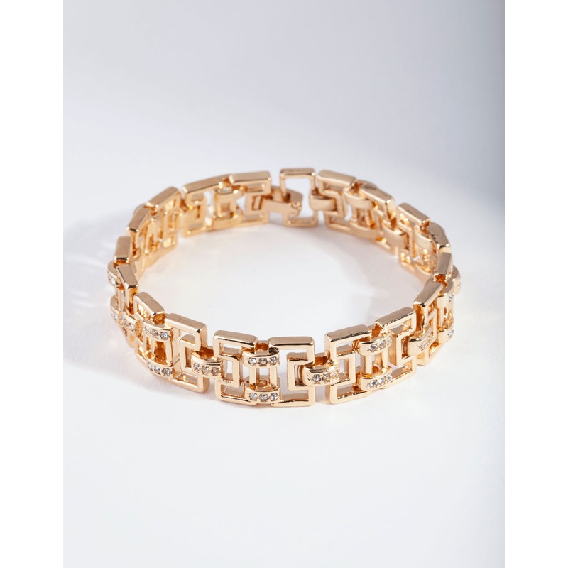 Gold Diamante Maze Clasp Bracelet