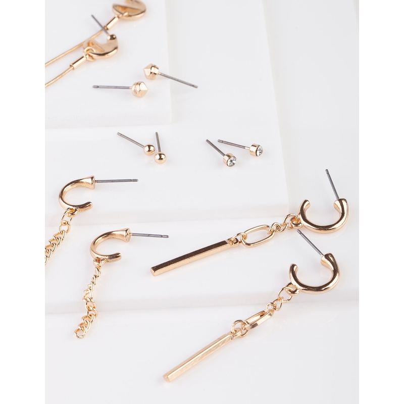Gold Stud Earring 6-Pack