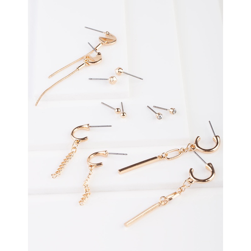 Gold Stud Earring 6-Pack