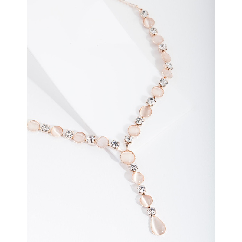 Rose Gold Catseye Gem Necklace