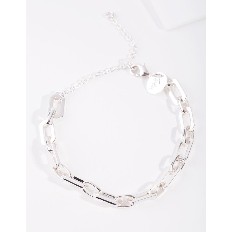 Silver Rectangle Chain Bracelet