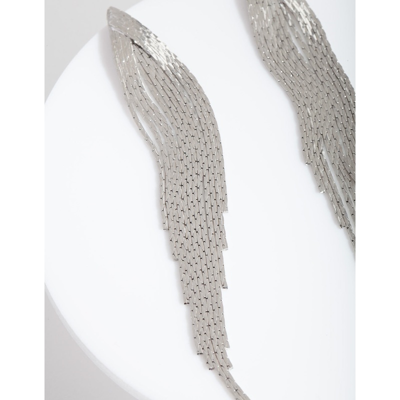 Silver Textured Tassel Earrings