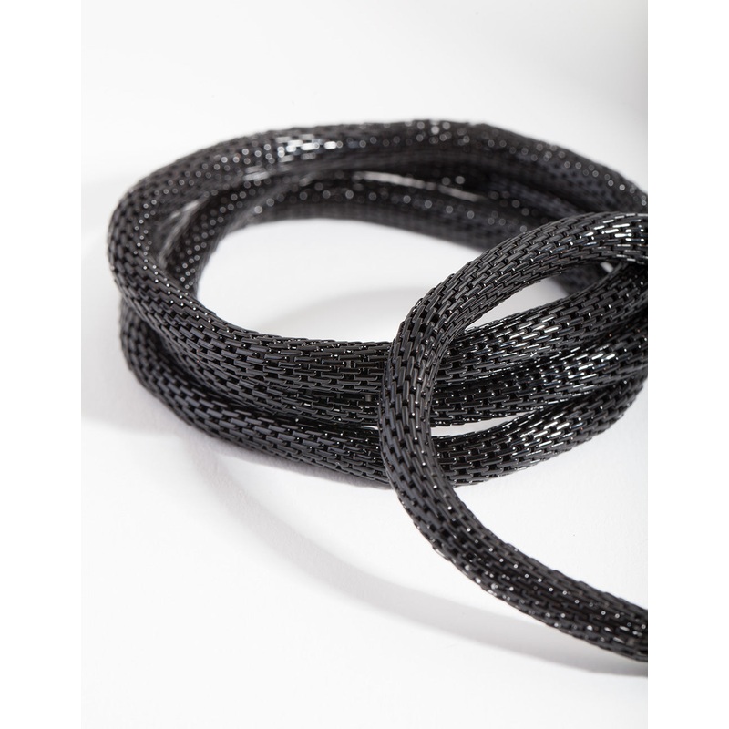 Black Stretch Mesh Bracelet 4-Pack