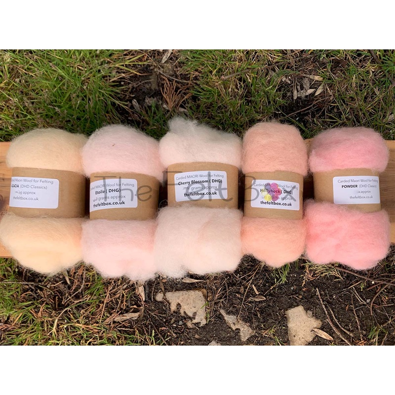 Carded Felting Wool Shades Maori (DHG) Pastel Pink Mix 20g x 5