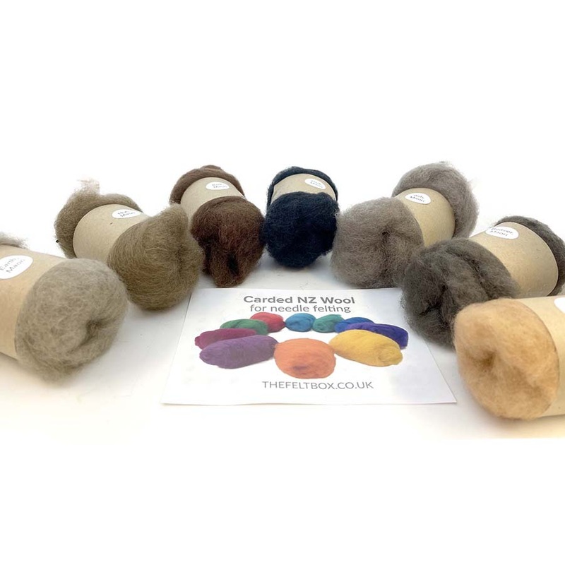 Carded Needle Felting Wool Rainbow Colour Multicoloured Felting Batt 7 x20g