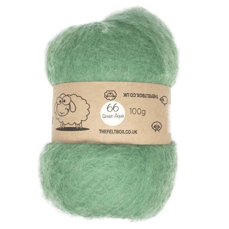 Carded NZ Wool For Needle Felting Batts – Green Aqua  #66 Thefeltbox