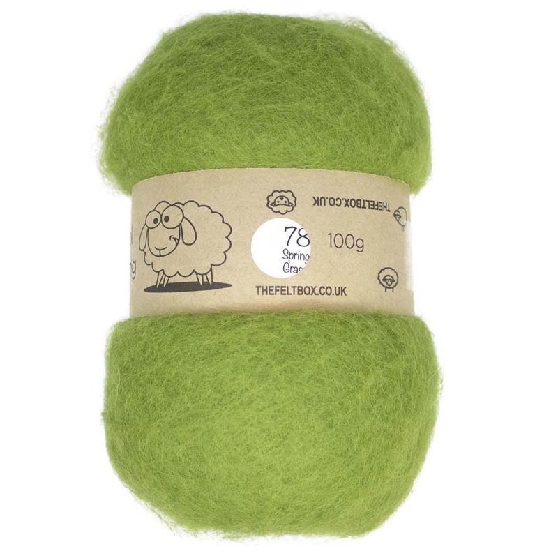 Carded NZ Wool For Needle Felting Batts – Spring Grass #78