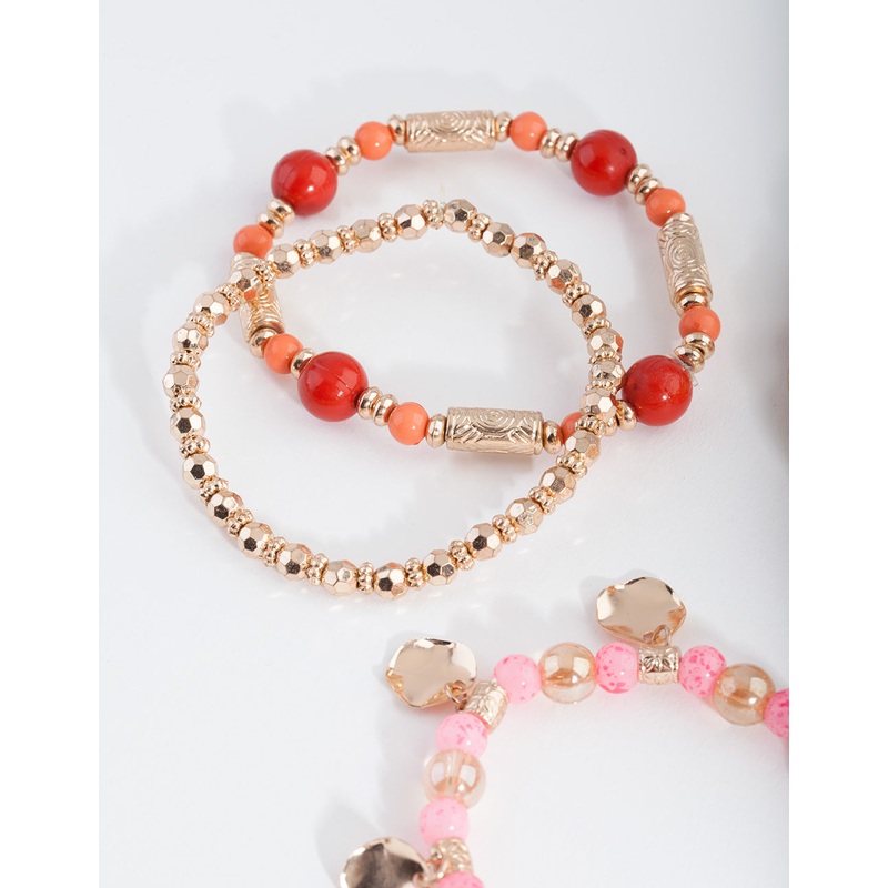 Orange Stretch Mixed Bangle 5-Pack