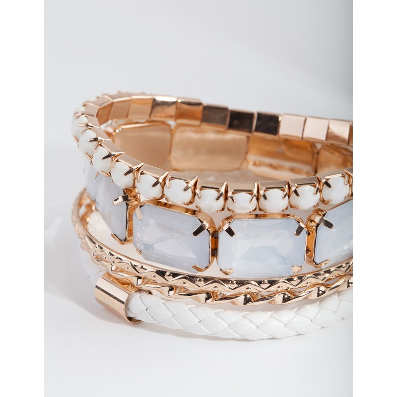Pearl Stretch Mixed Bangle 5-Pack