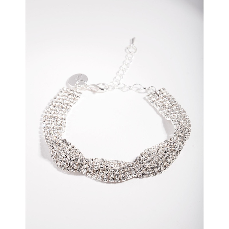 Silver Twisted Diamante Bracelet