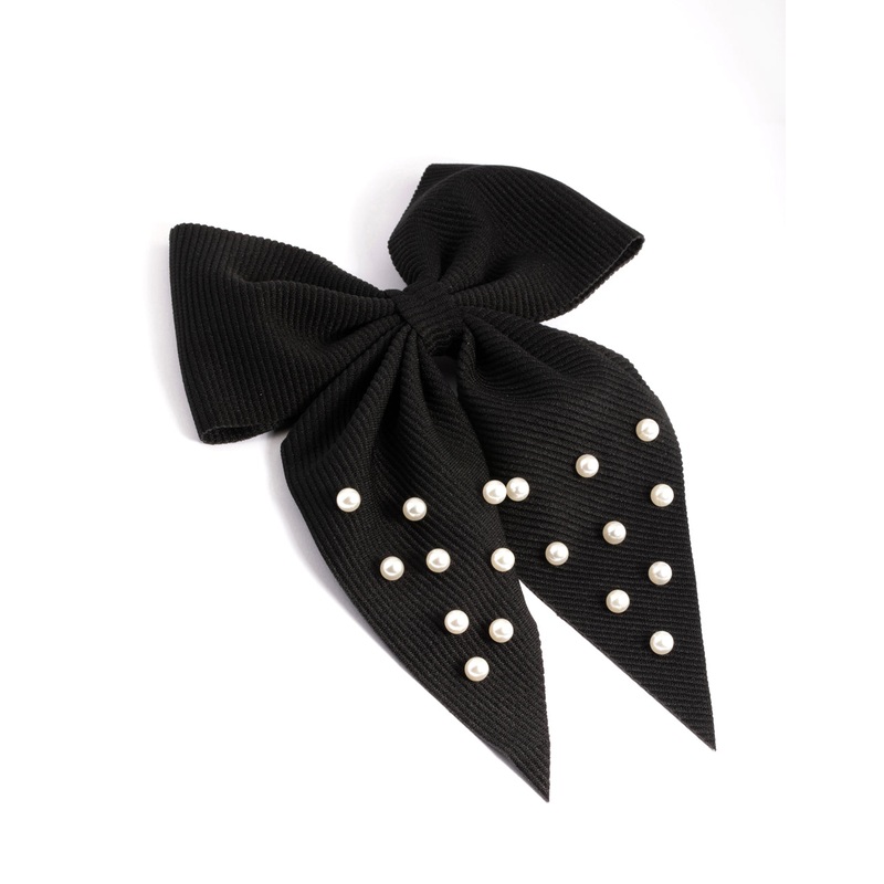 Black Pearl Bow Clip