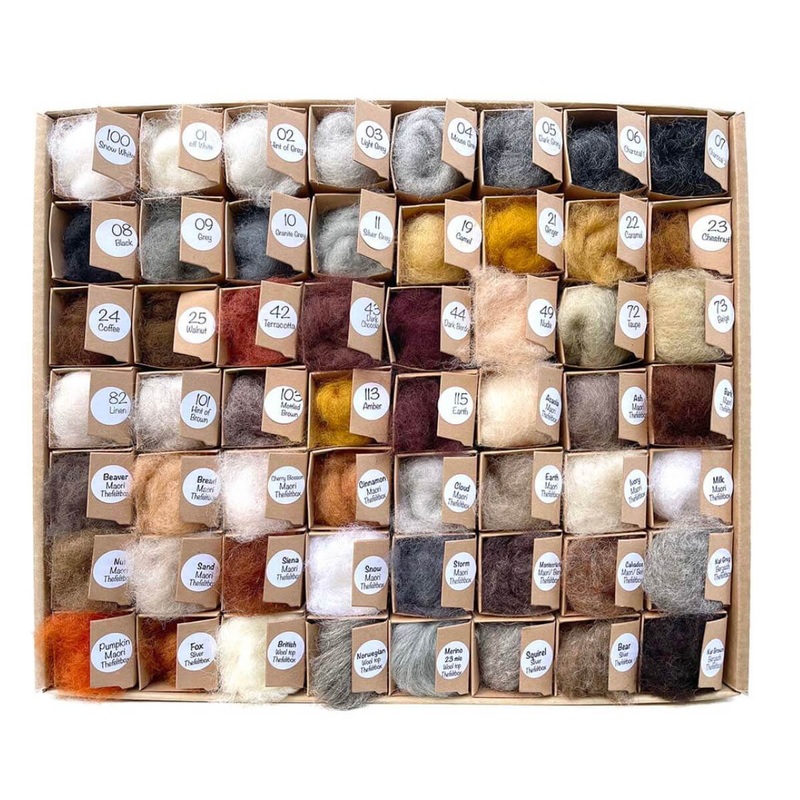 Carded Needle Felting Wool Animal Colours Palette | The Felt Box | 56 Colours UK