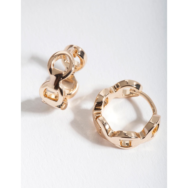 Gold Chain Huggie Earrings