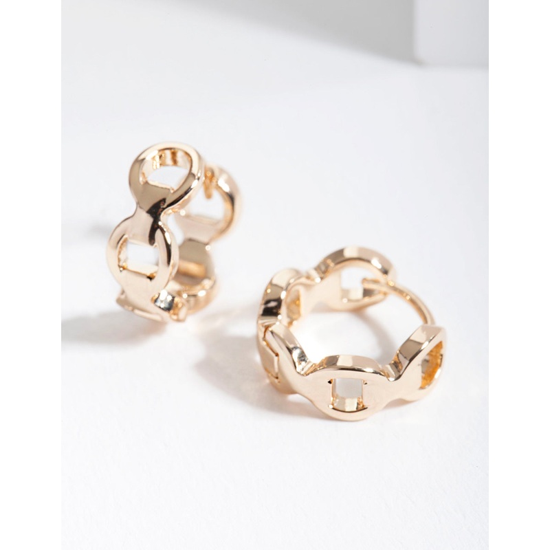 Gold Chain Huggie Earrings