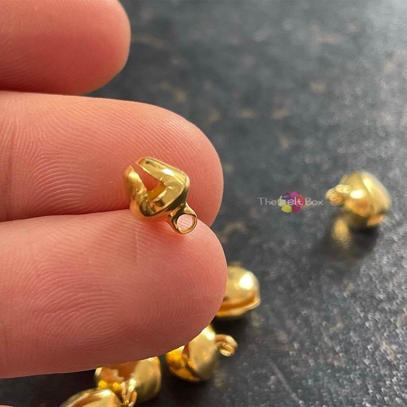 Jingle Bells Gold Christmas Accessories 8mm 10 pc