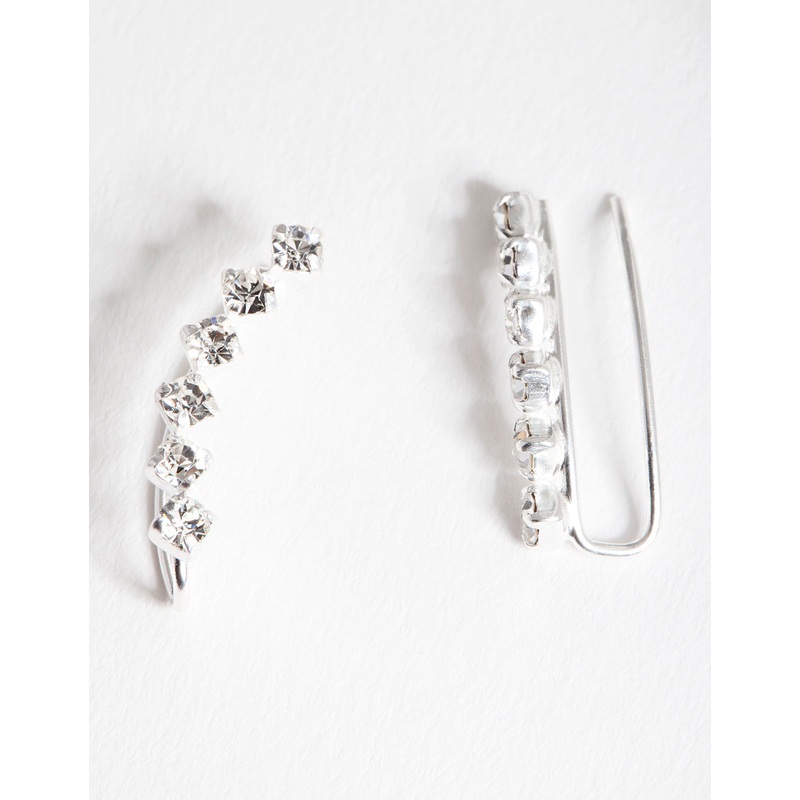 Sterling Silver Cubic Zirconia Crawler Earrings