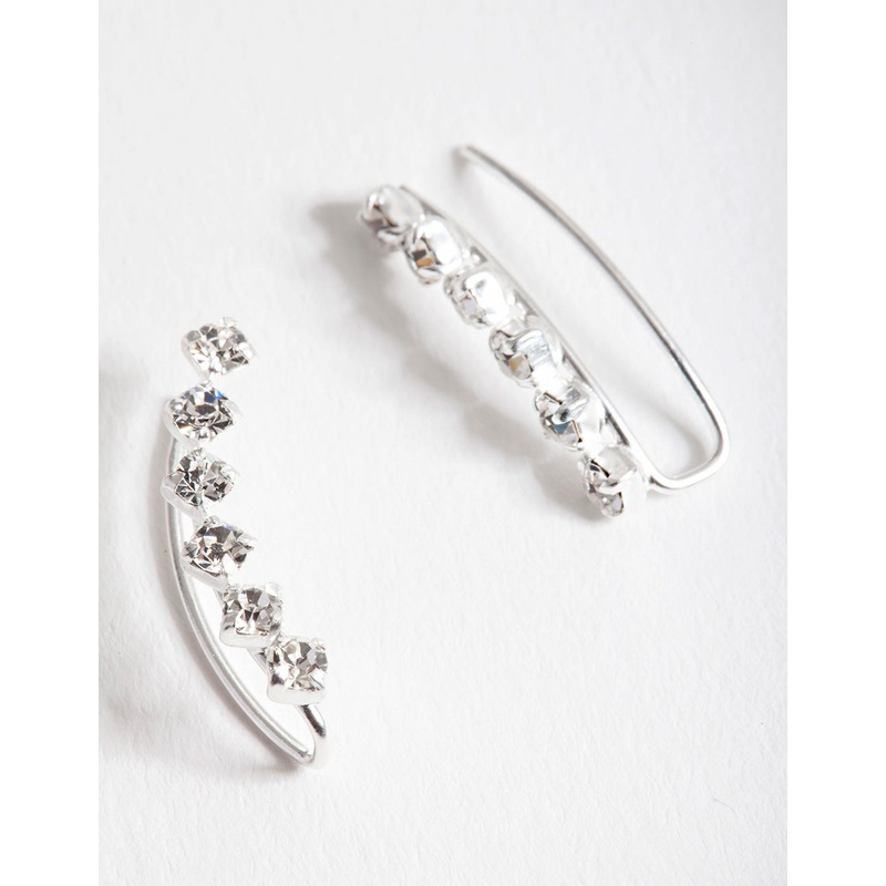Sterling Silver Cubic Zirconia Crawler Earrings