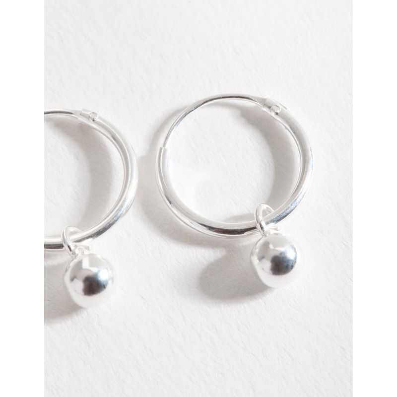 Sterling Silver Mini Bead Hoop Earrings
