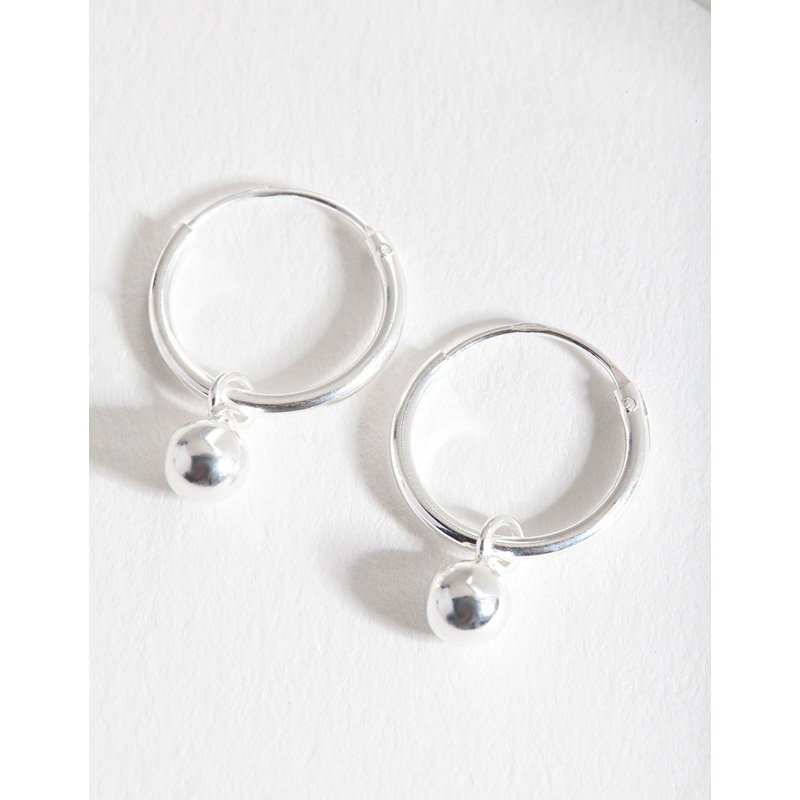 Sterling Silver Mini Bead Hoop Earrings
