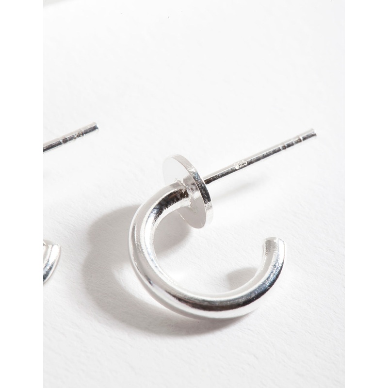 Sterling Silver Open Third Hoop Earrings