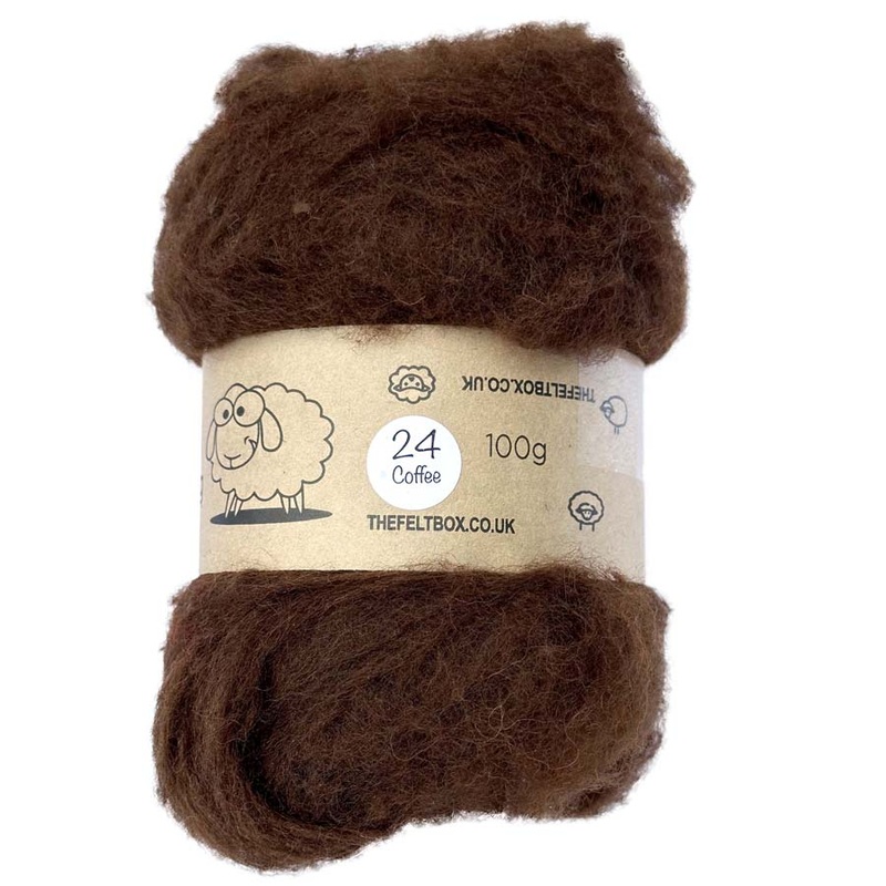 Carded NZ Wool For Needle Felting Batts – Coffee #24