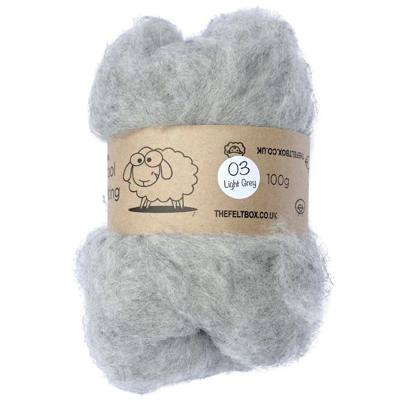 Carded NZ Wool For Needle Felting Batts – Light Grey #03