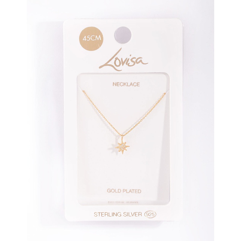 Gold Plated Sterling Silver Starburst Necklace