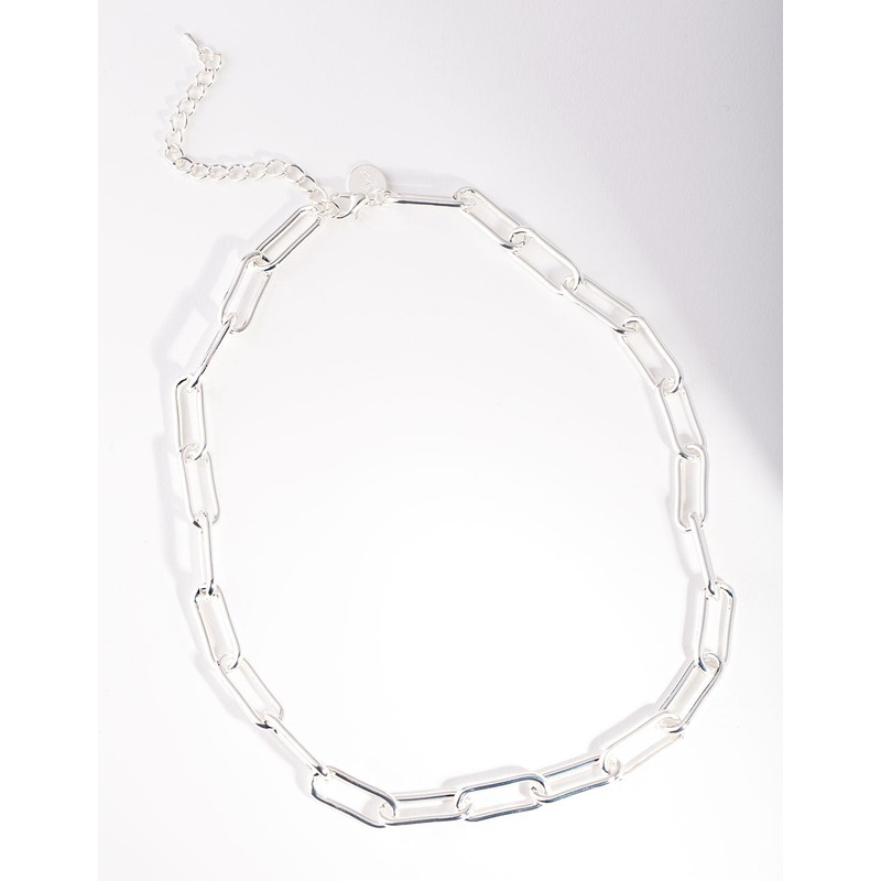 Silver Rectangle Chain Link Necklace