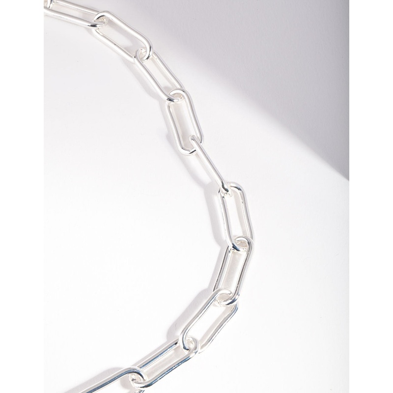 Silver Rectangle Chain Link Necklace