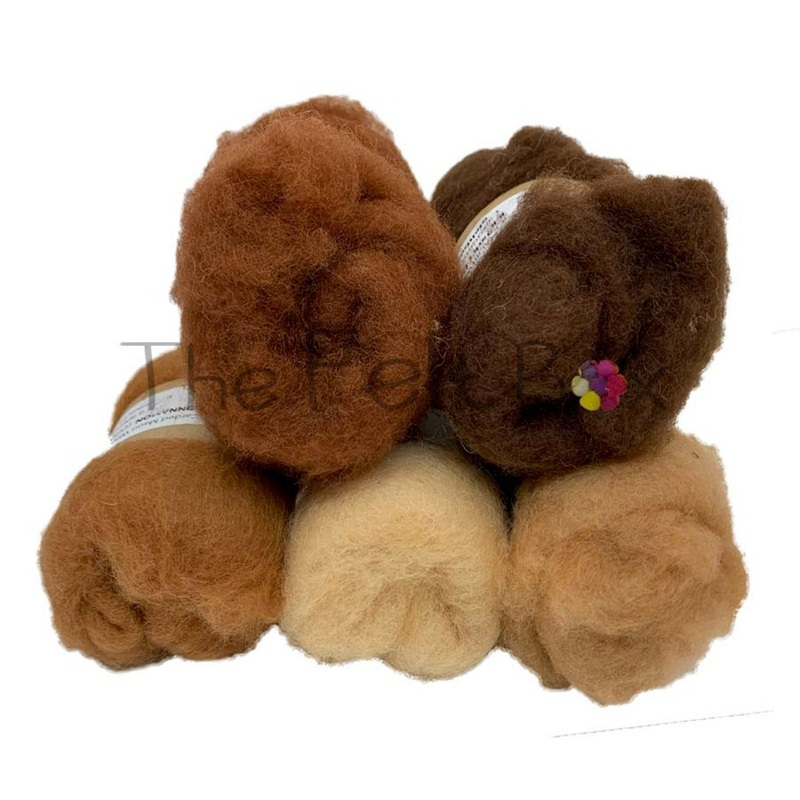 Carded Felting Wool Shades Maori (DHG) Reddish Brown 20g x 5