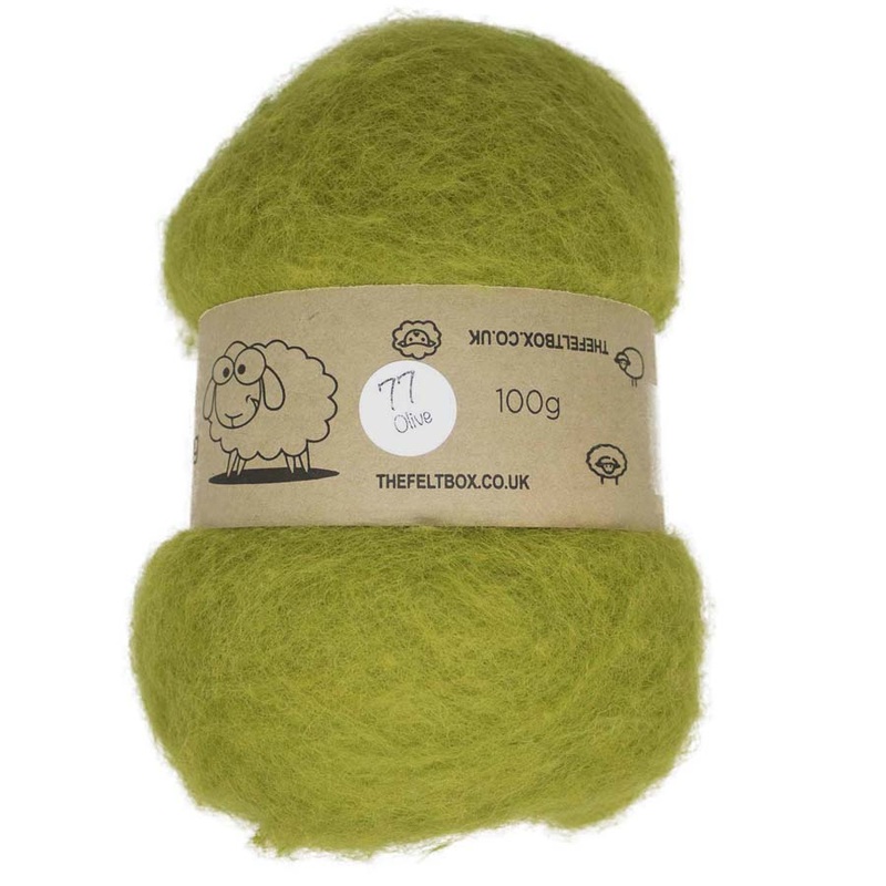 Carded NZ Wool For Needle Felting Batts – Olive #77